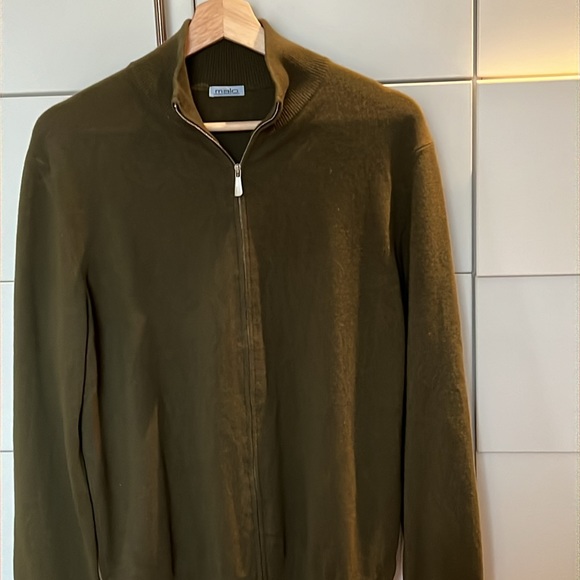 Malo EU size 52 like new green zip up sweater 100% cashmere - Picture 2 of 7